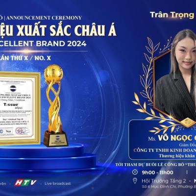 Khăn nén T.ssue được vinh danh Top 10 – Thương hiệu xuất sắc châu Á 2024